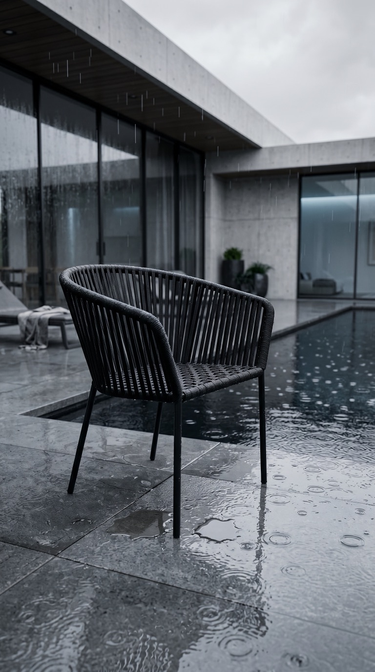 Silla Capri Negra resistente a la lluvia